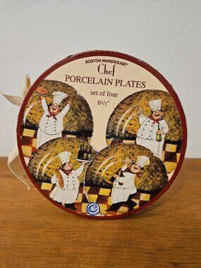 Vintage Italian Tuscan Chef Ceramic Serving desert plates (set of 4)